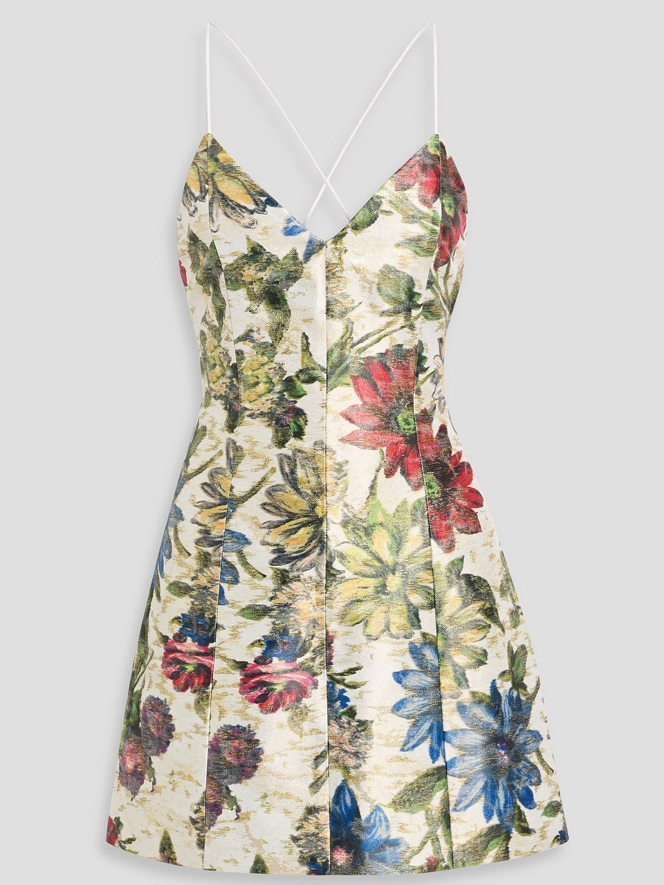 Floral Brocade Mini Dress