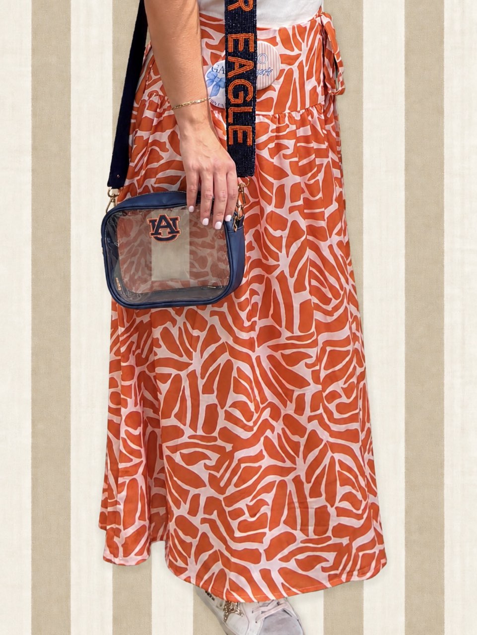 Orange and White Wrap Skirt