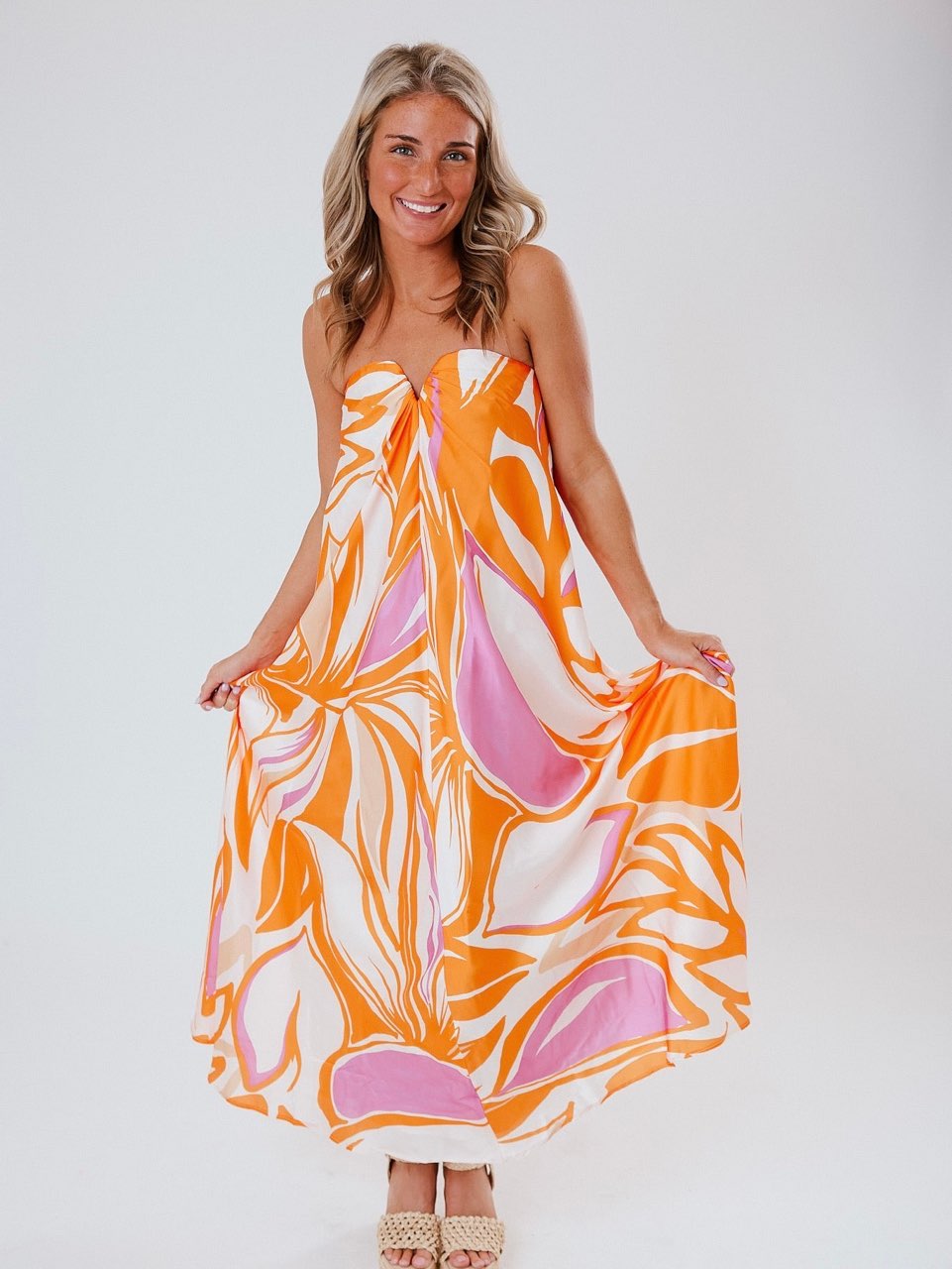 Orange/Purple/Cream Maxi Dress