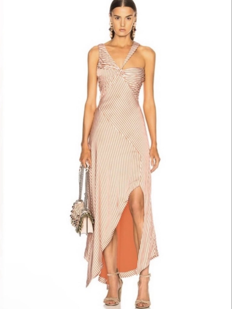 Striped Asymmetric Maxi Dress