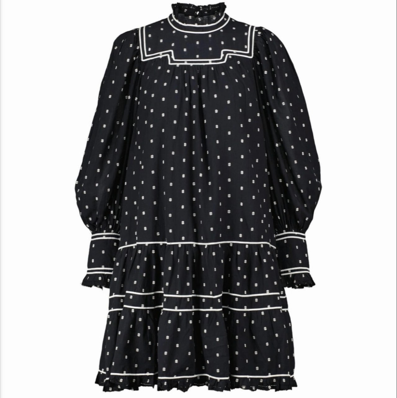 Ulla Johnson Black Polka Dot Ruffled Mini Dress