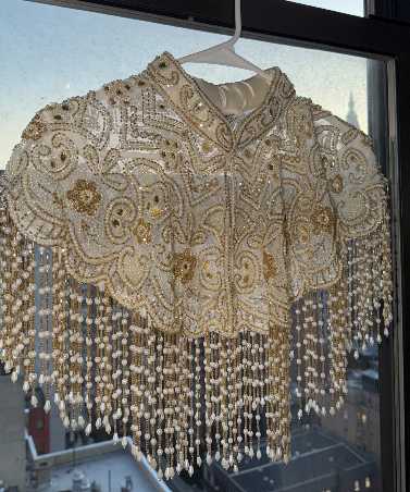 Cream and Gold Beaded Fringe Capelet
