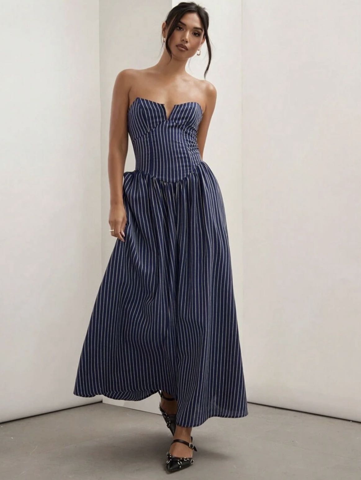 Striped Tube Top Maxi Dress