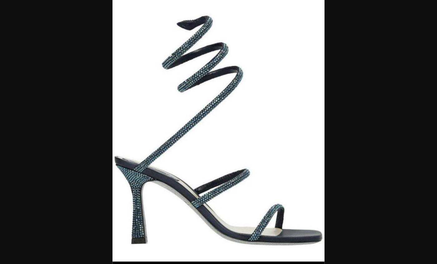 Rene Caovilla Crystal Spiral Heel Sandals