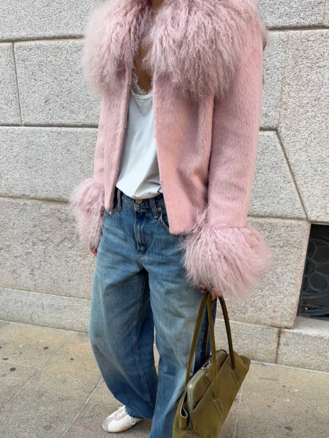 Charlotte Simone Dolly Wool + Fur Coat