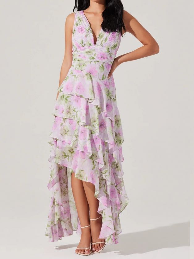 Floral Ruffle High-Low Dress