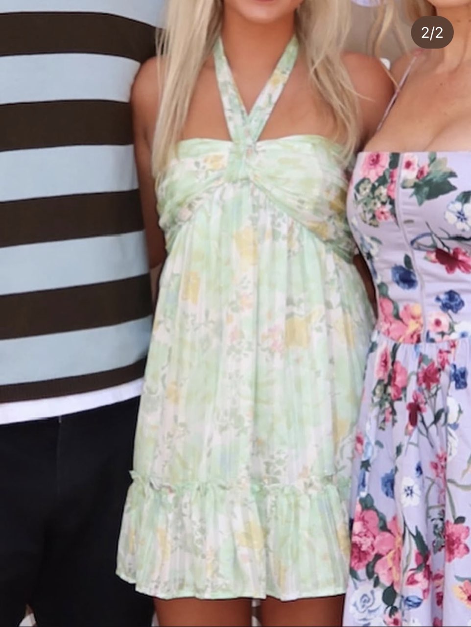 Mint Green Floral Halter Mini Dress