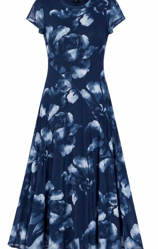 Navy Floral Midi Dress
