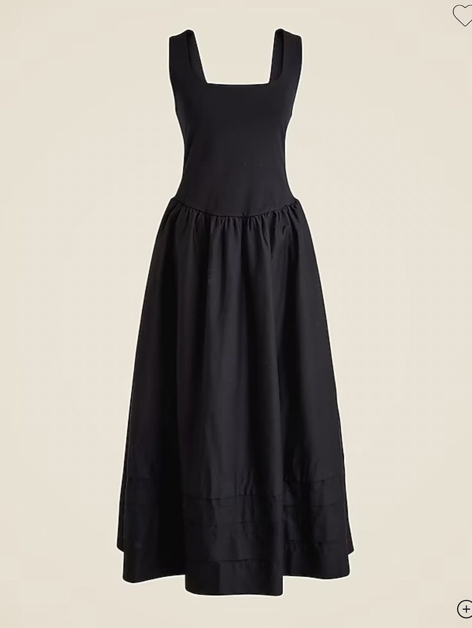 Black Square Neck Midi Dress