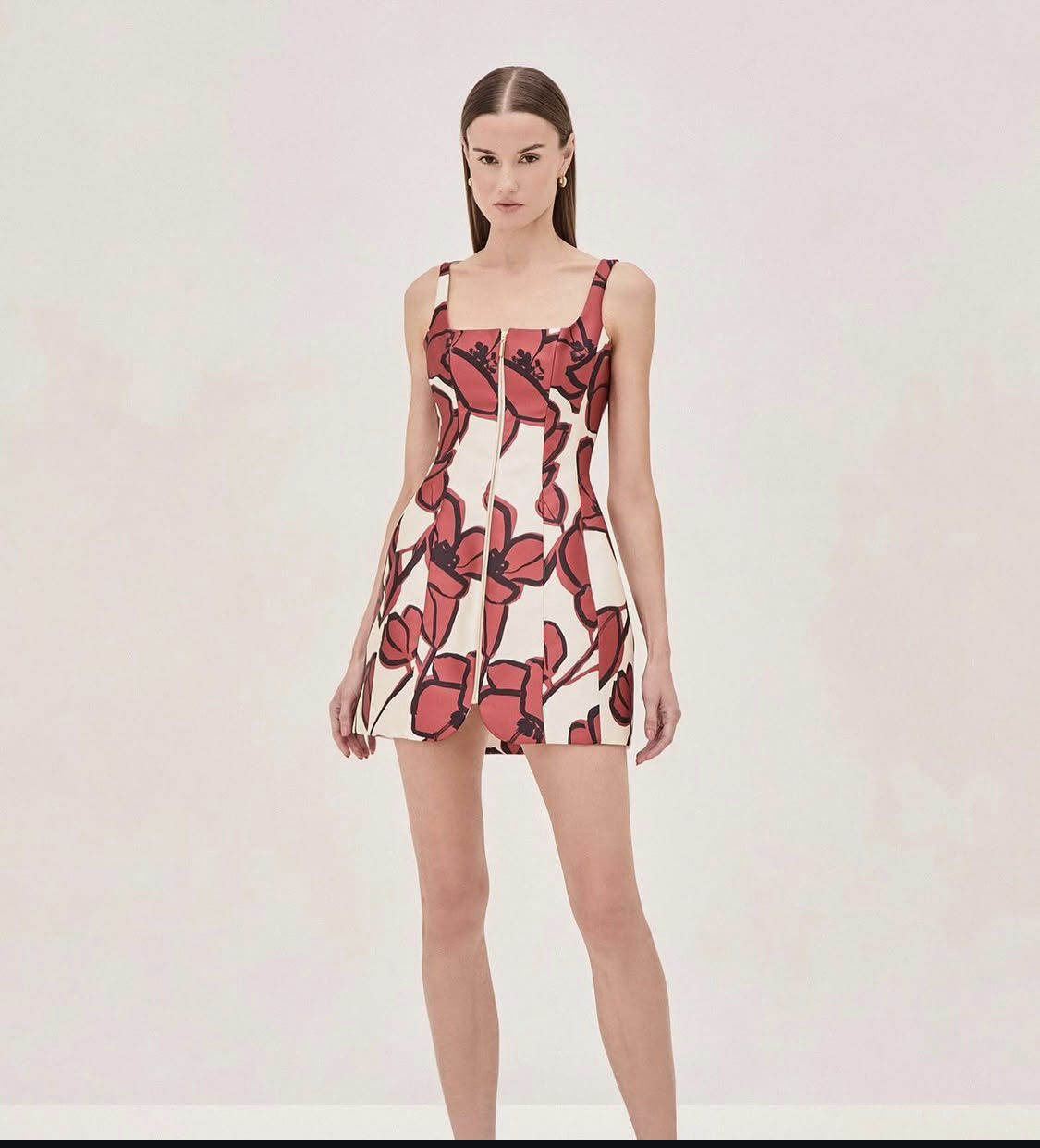 Floral Zip-Front Mini Dress