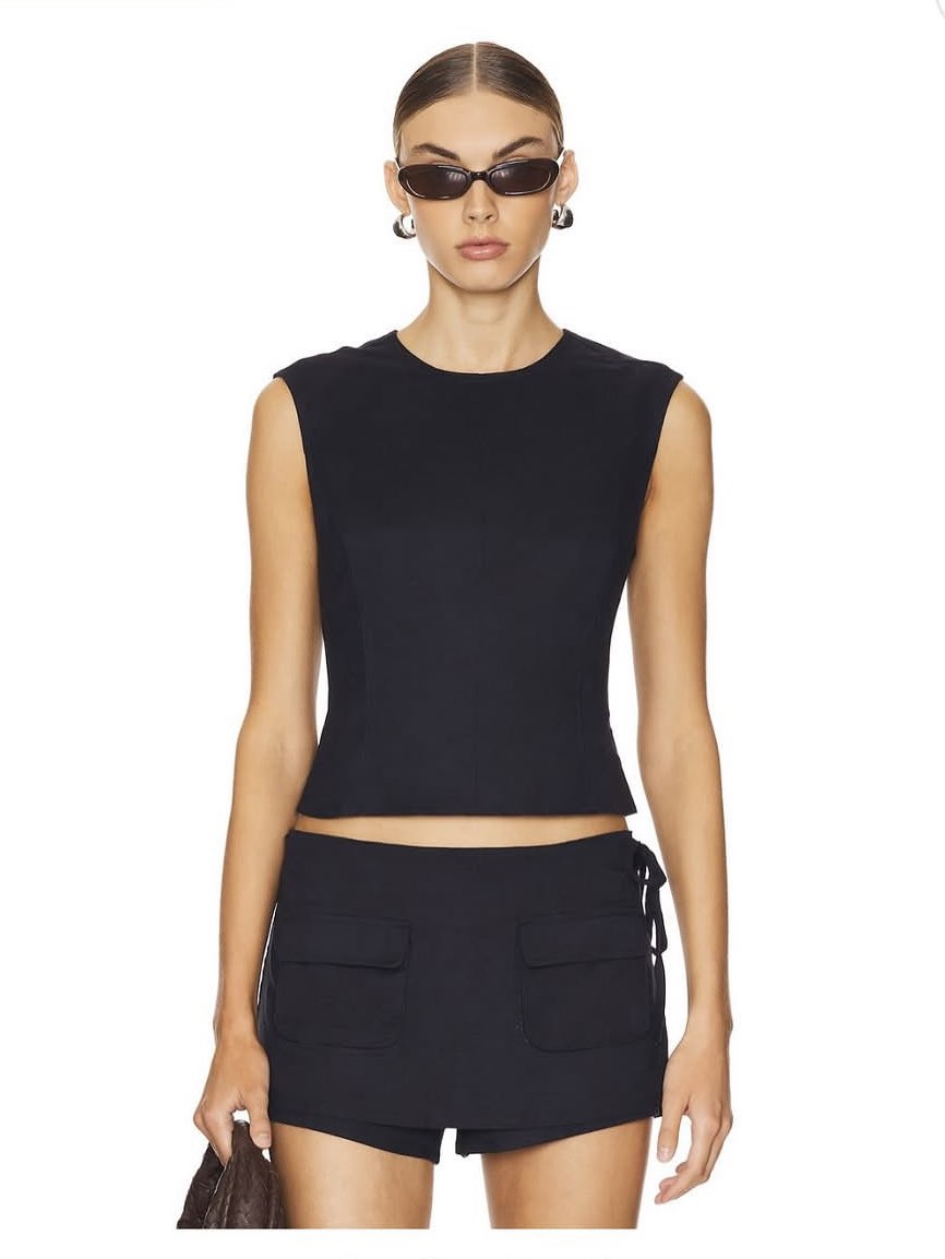 Black Open-Back Tie Top