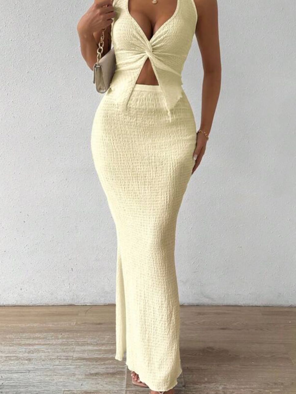 Cream/Yellow two piece set
