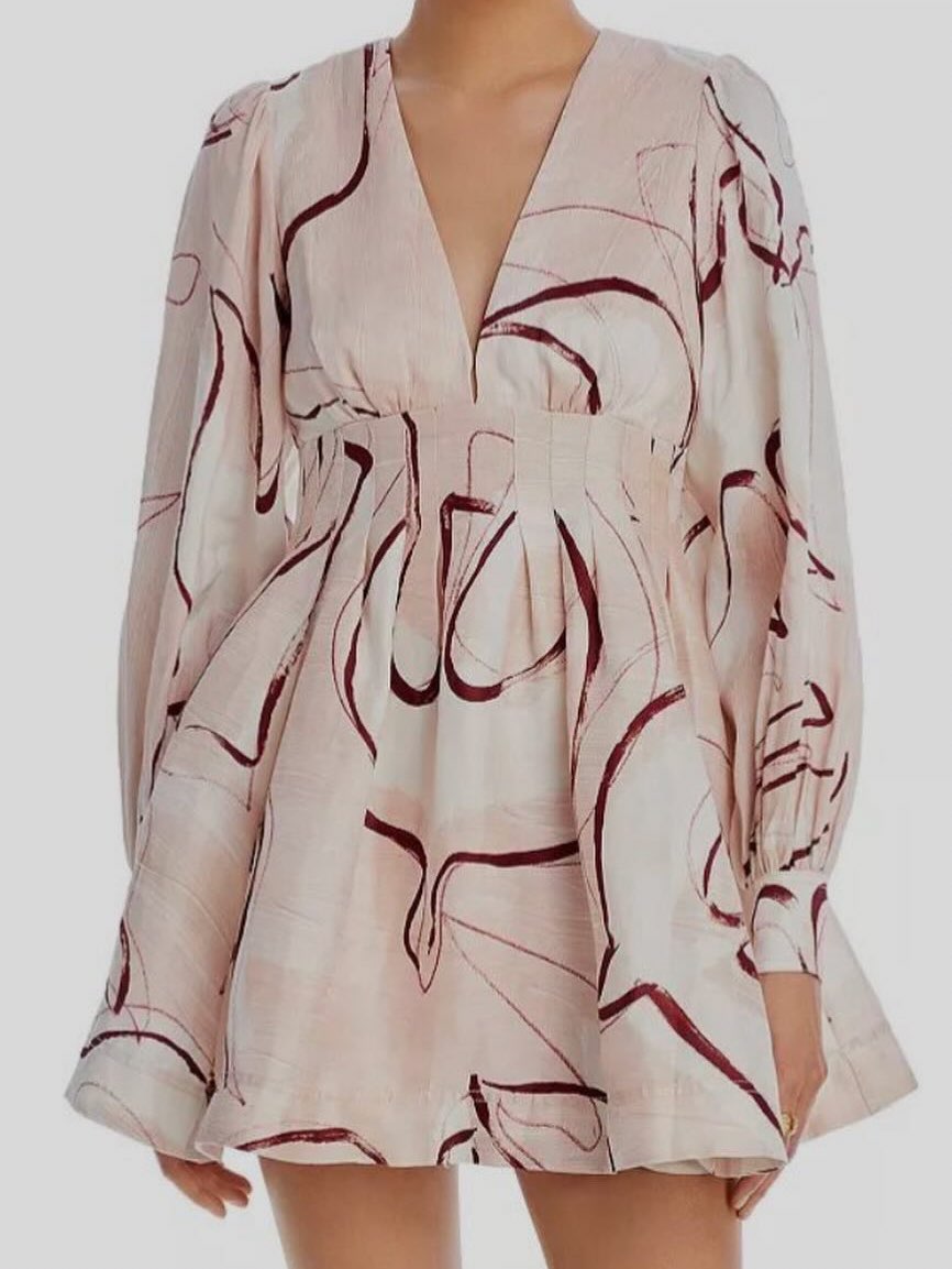 Zimmermann Postcard Puff Sleeve Mini Dress