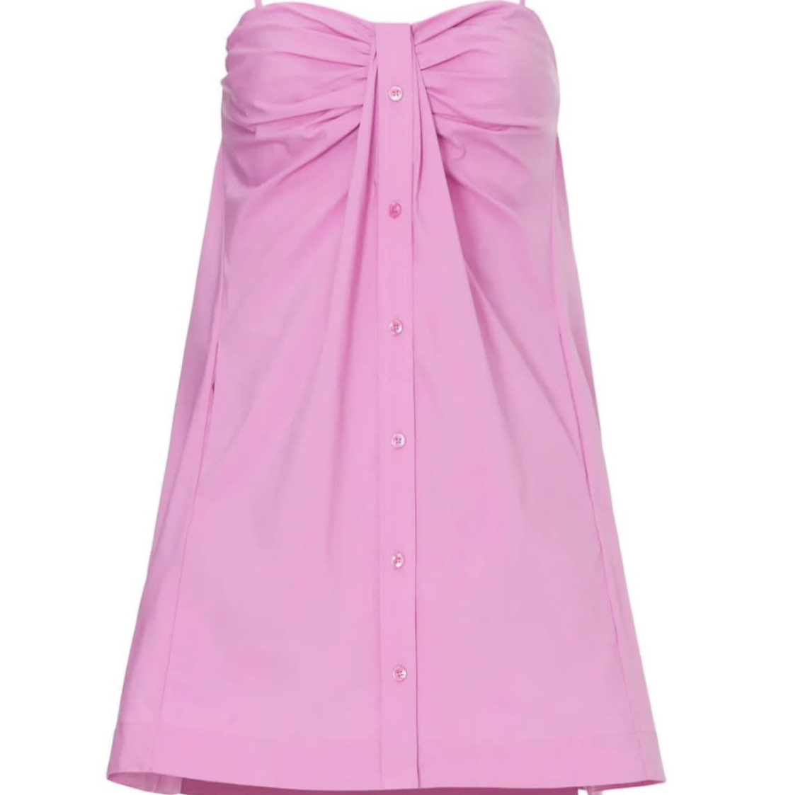 Pink Ruched Button-Front Mini Dress