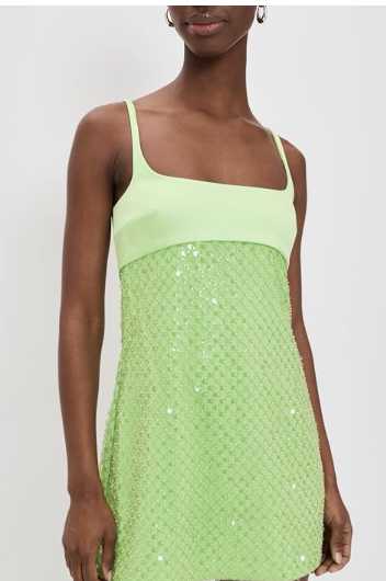 Lime Green Sequin Mini Dress