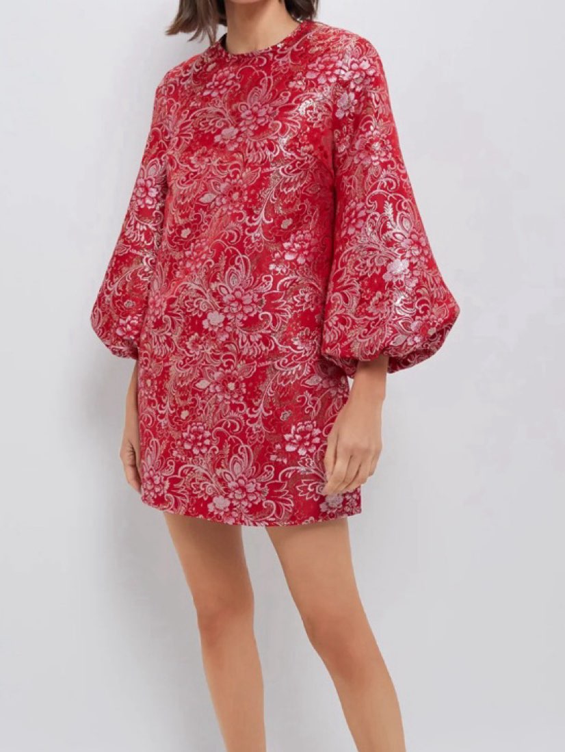 Hyacinth House Red & Pink Jacquard Janie Mini Dress