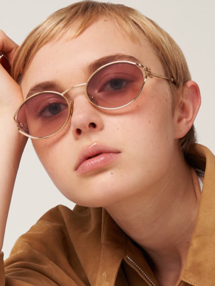Gold Oval Sunglasses with Pink Lenses