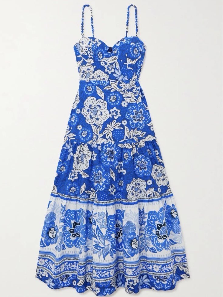 Blue Full Of Flowers Midi Dress
