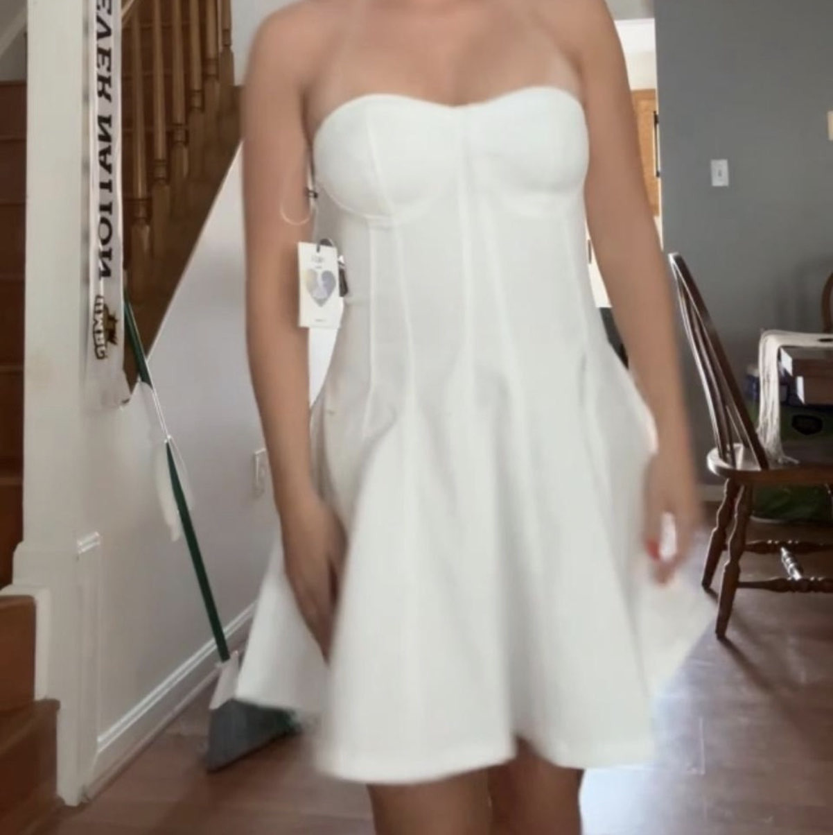 Not sure White Strapless Sweetheart Mini Dress
