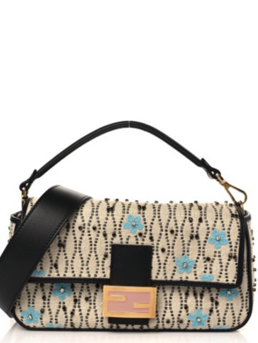 Fendi Embellished Floral Baguette Bag