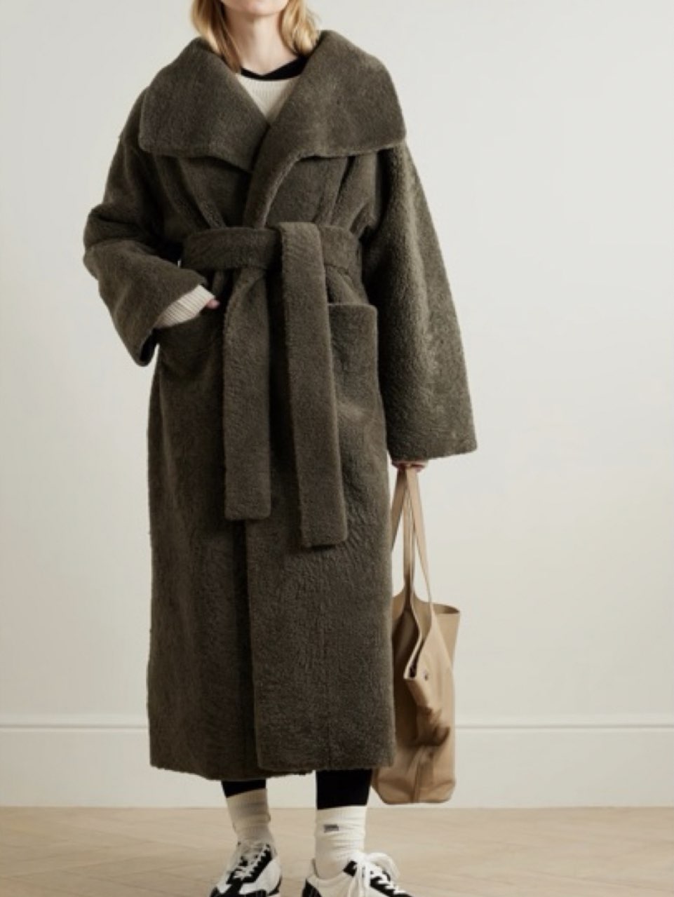 Olive Green Belted Teddy Coat