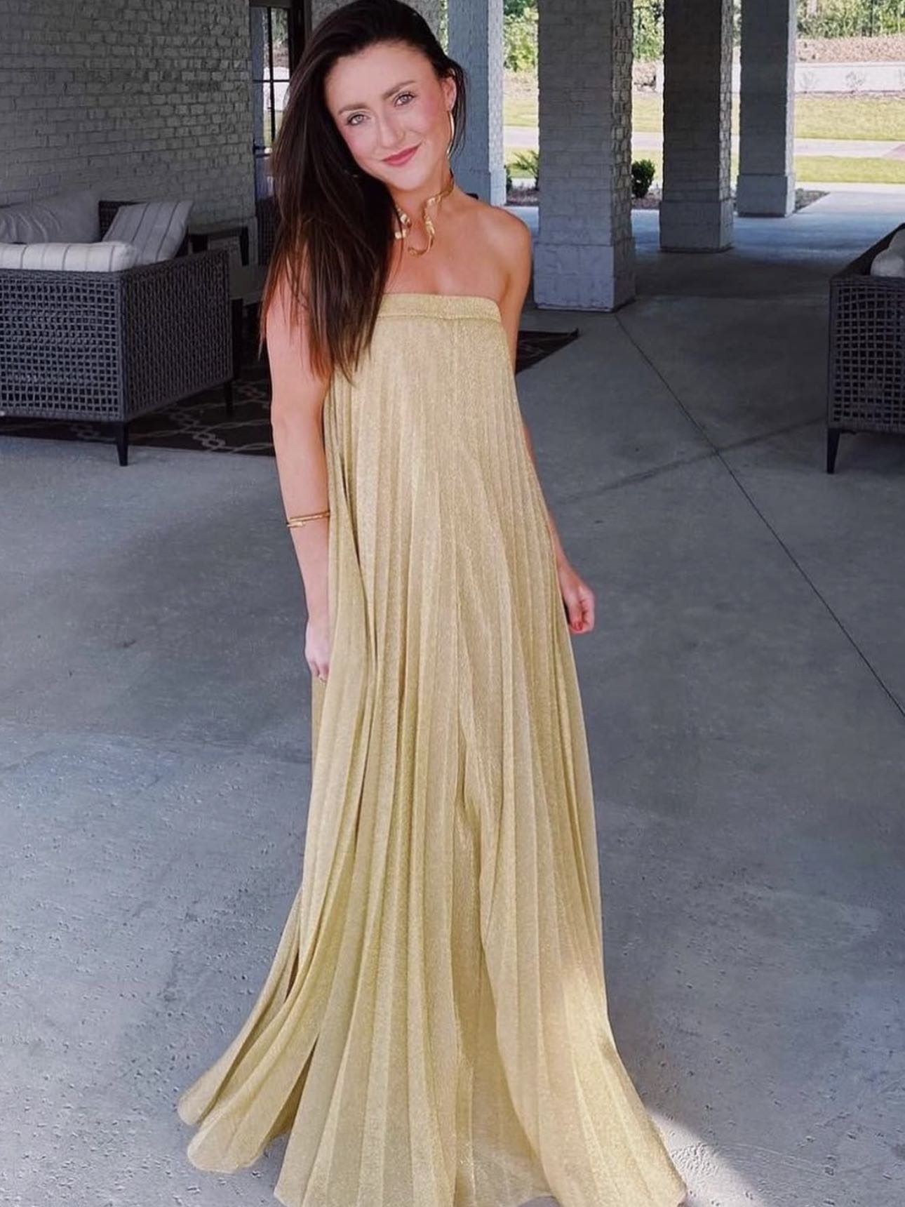 Halston Heritage Gold Gown