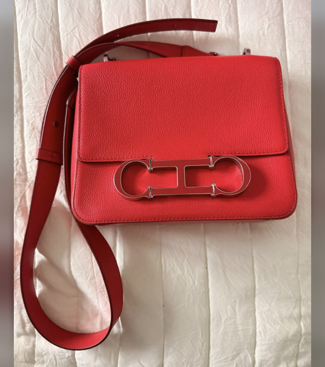 Carolina Herrera Red Leather Shoulder Bag