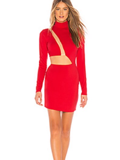 Mesh cut out turtleneck long sleeve dress