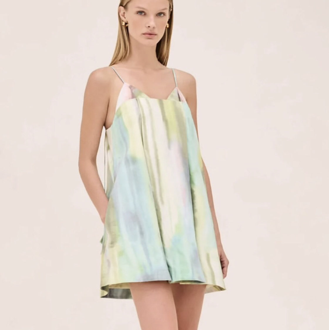 Alexis Pastel Watercolor Romper with Embellishments