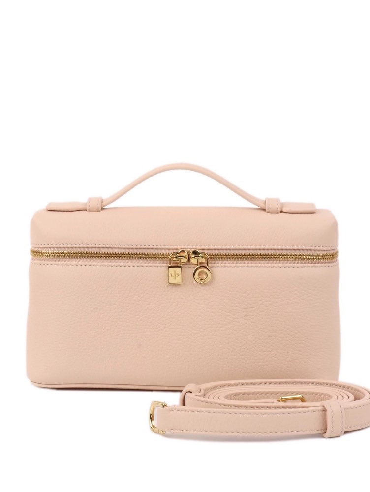 Blush Pink Leather Vanity Crossbody Bag