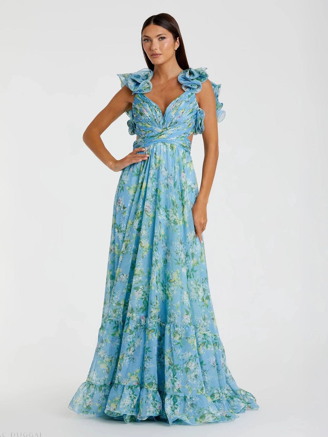 Mac Duggal Ruffle Floral Dress
