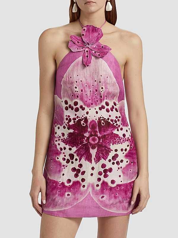 Orchid Halter Mini Dress