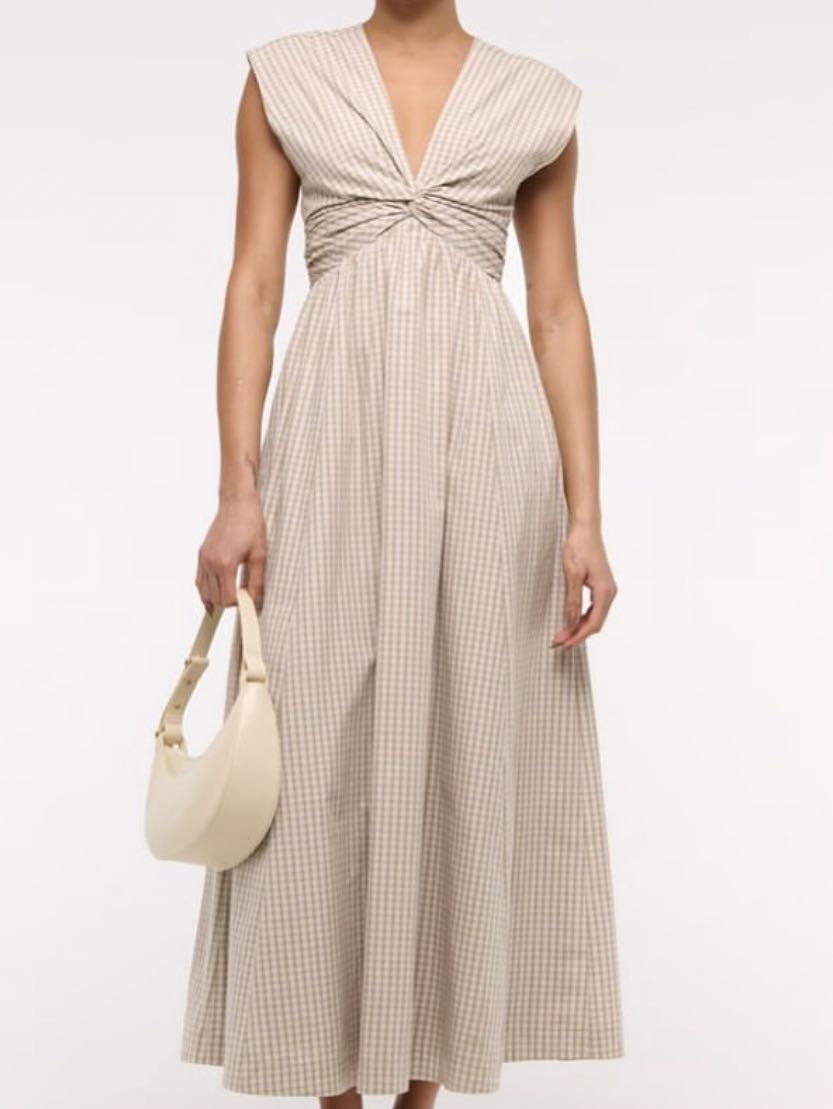 Brown gingham mixi dress
