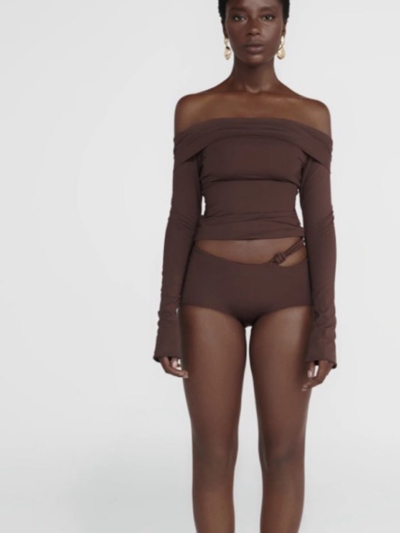 Brown Ruched Off-Shoulder Mini Dress