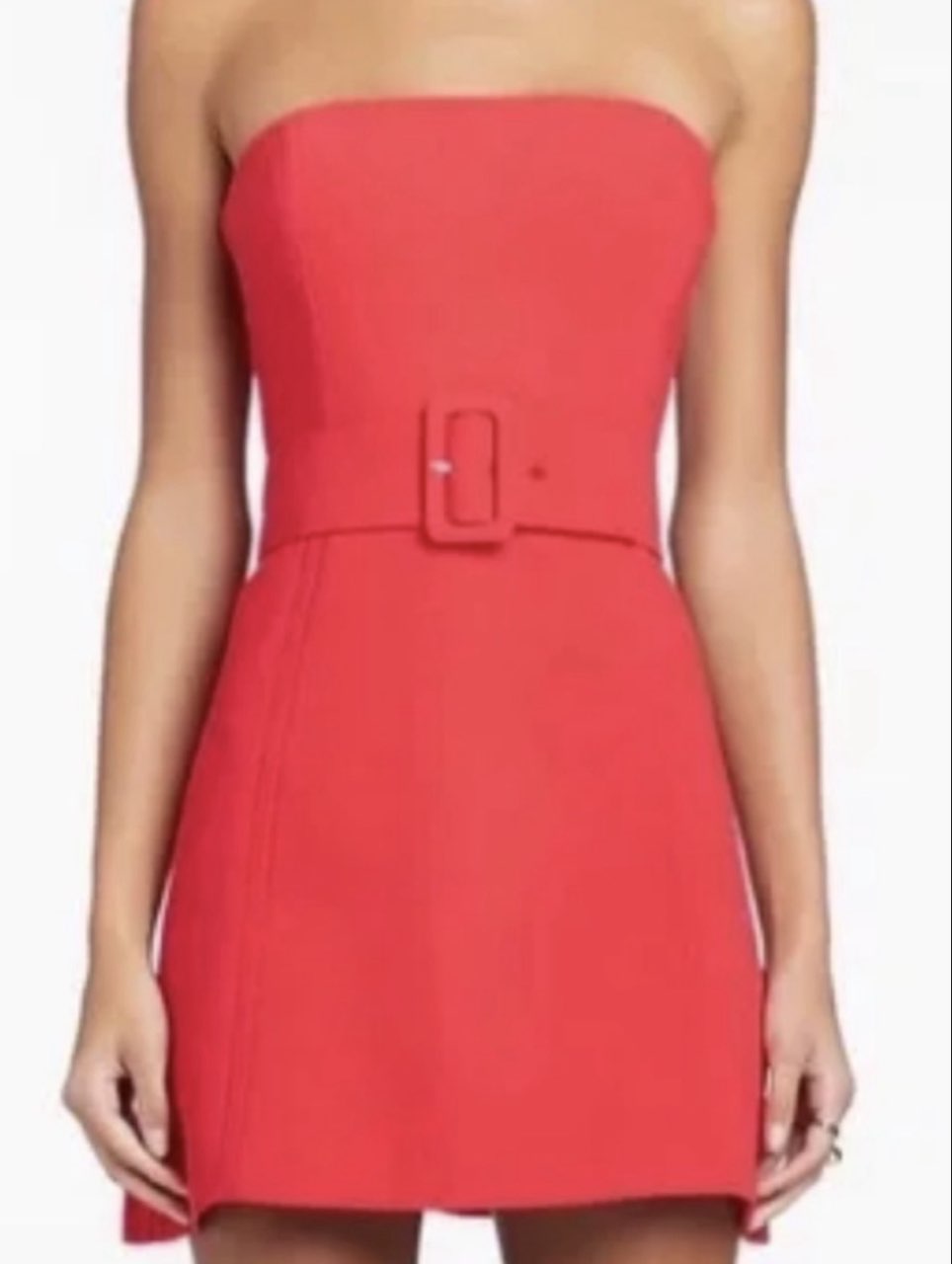 Red Strapless Belted Mini Dress