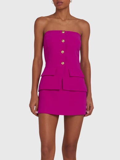 Yadira Skirt Romper Magenta Strapless Mini Dress