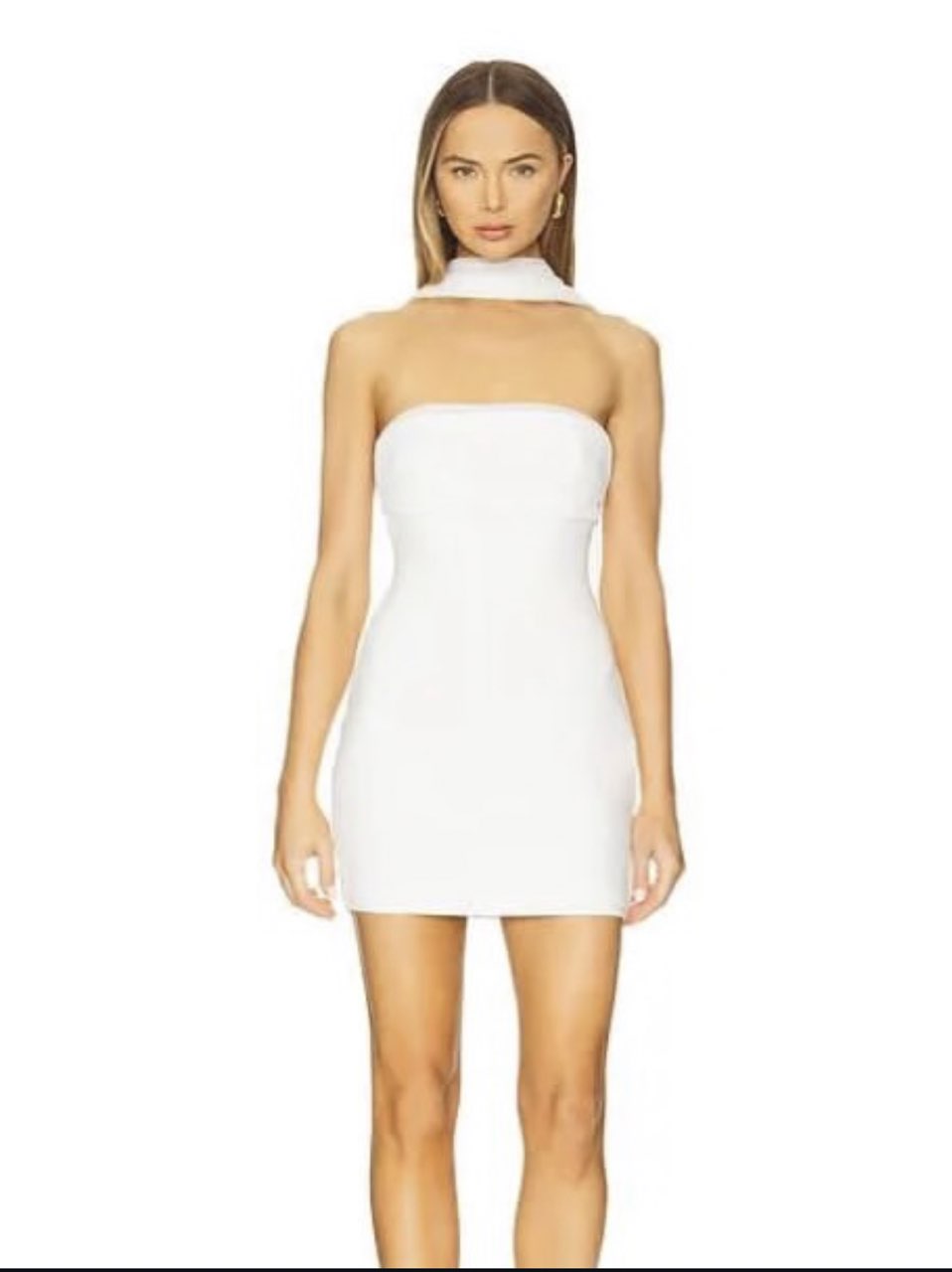 White Strapless Choker Mini Dress