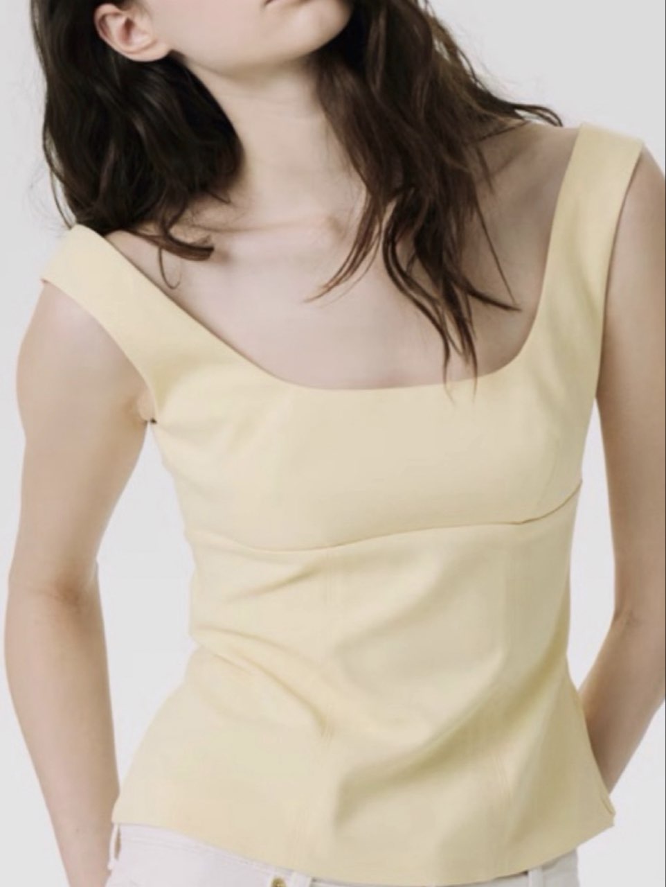 Yellow Square Neck Tank Top