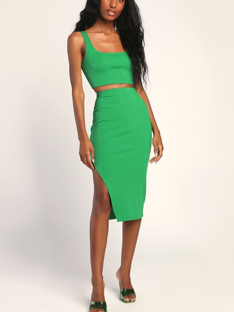 Green Ribbed Set