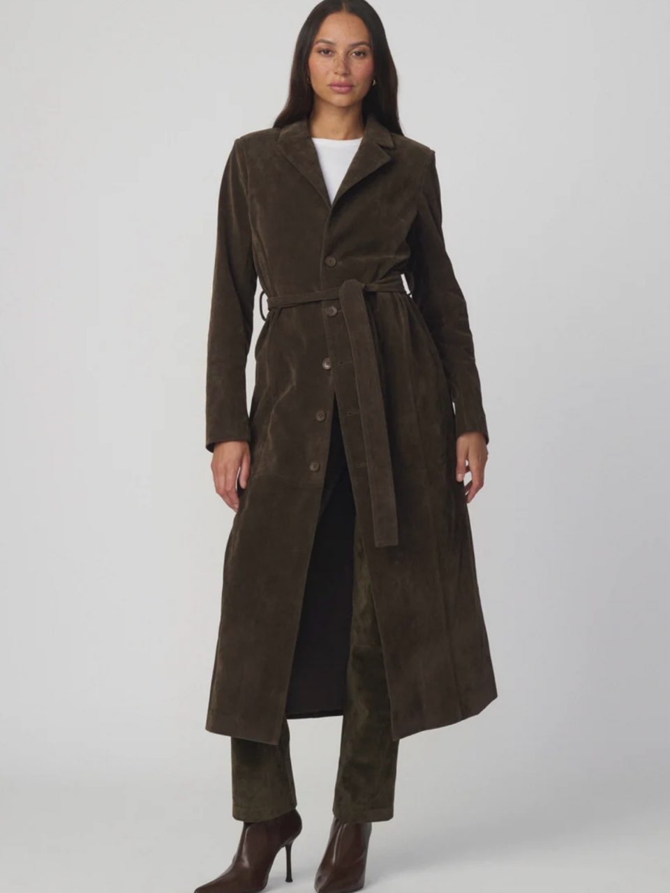 THE VEGAN SUEDE LONG COAT