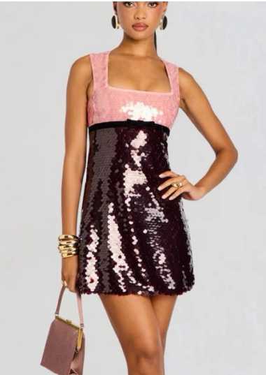 Two-Tone Sequin Mini Dress