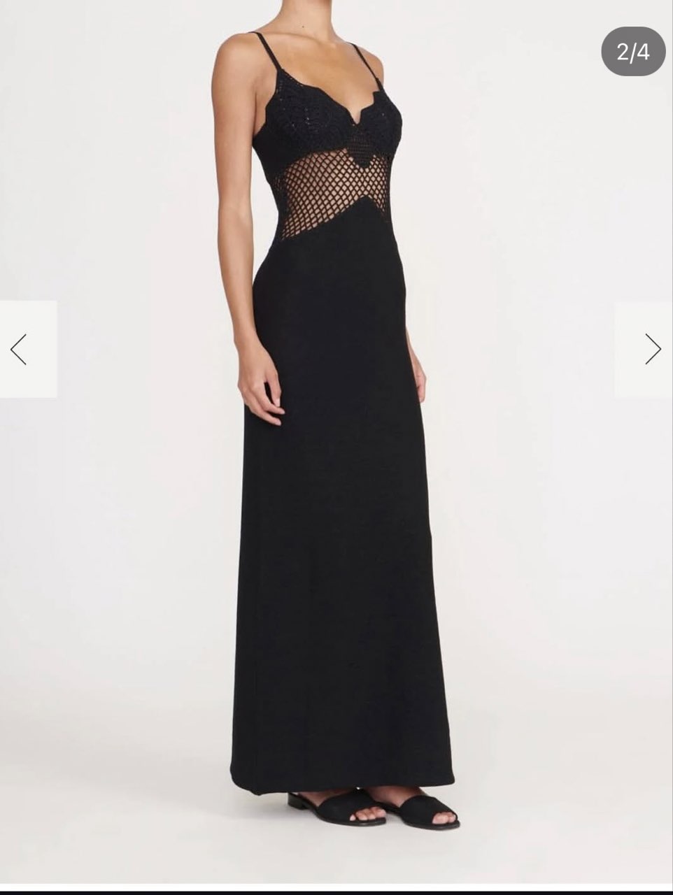 Black Mesh Detail Maxi Dress