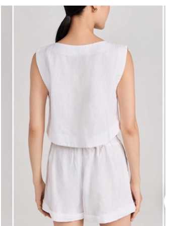 White Linen Crop Top and Paperbag Shorts Set