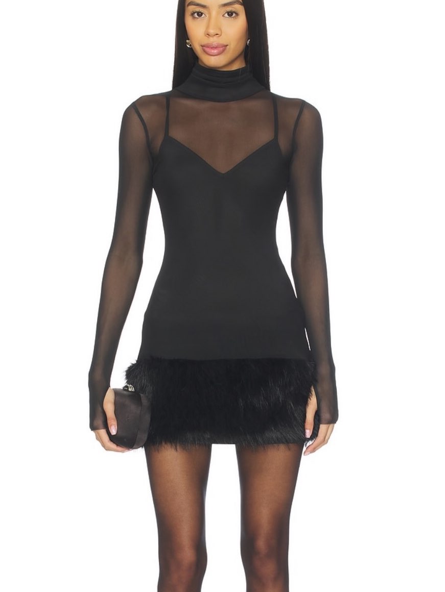 AFRM Black Sheer Mini Dress