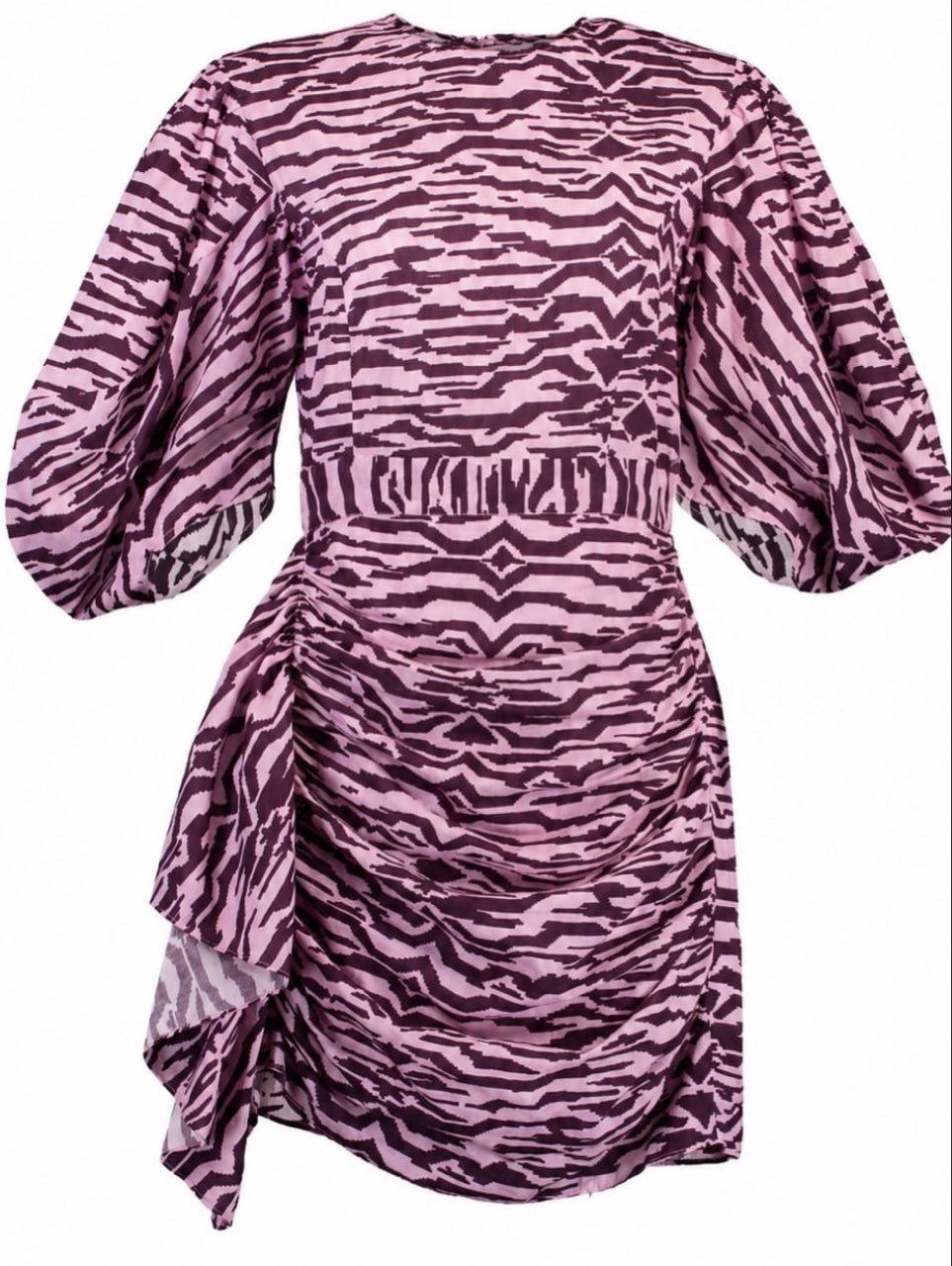 Purple Zebra Puff Sleeve Dress