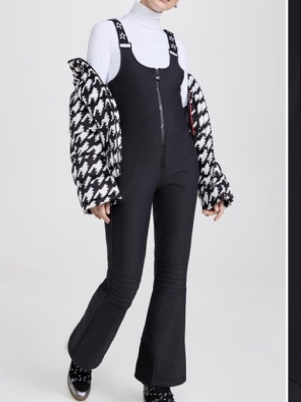 Black Flared Ski Bib Overalls