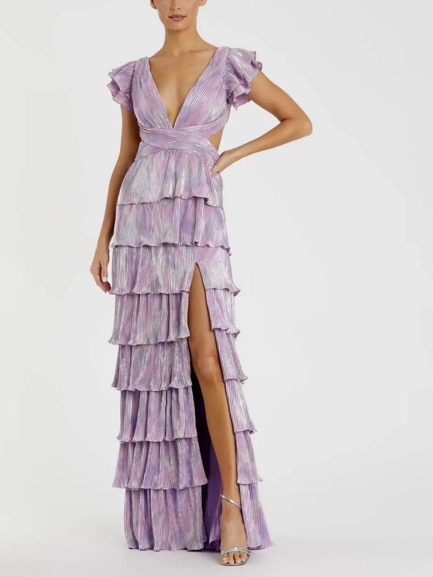 Iridescent Lavender Tiered Maxi Dress