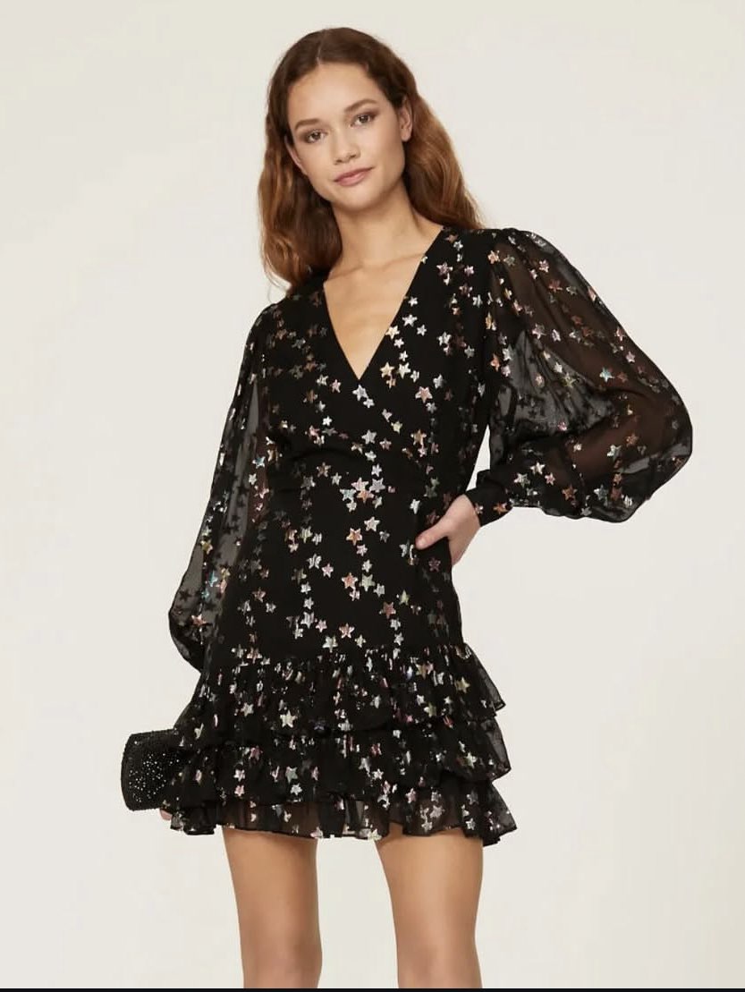 Black Star Print Mini Dress