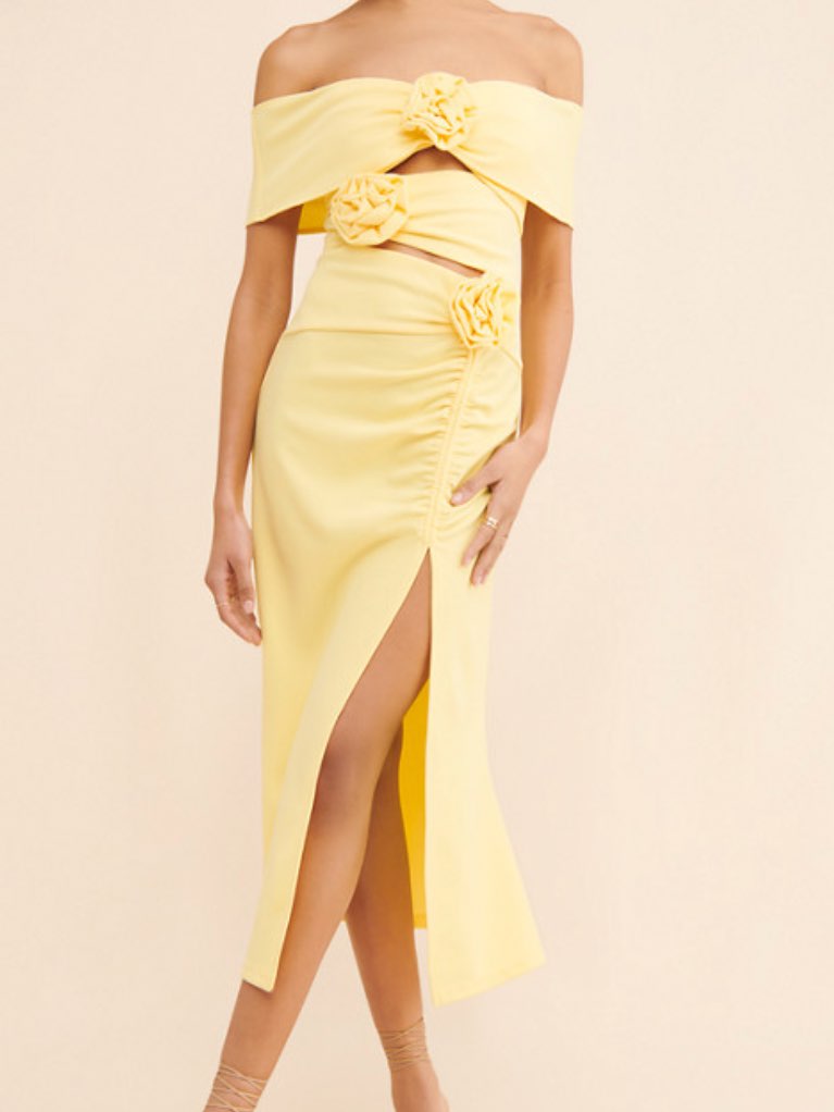 Yellow maxi dress with cutouts
