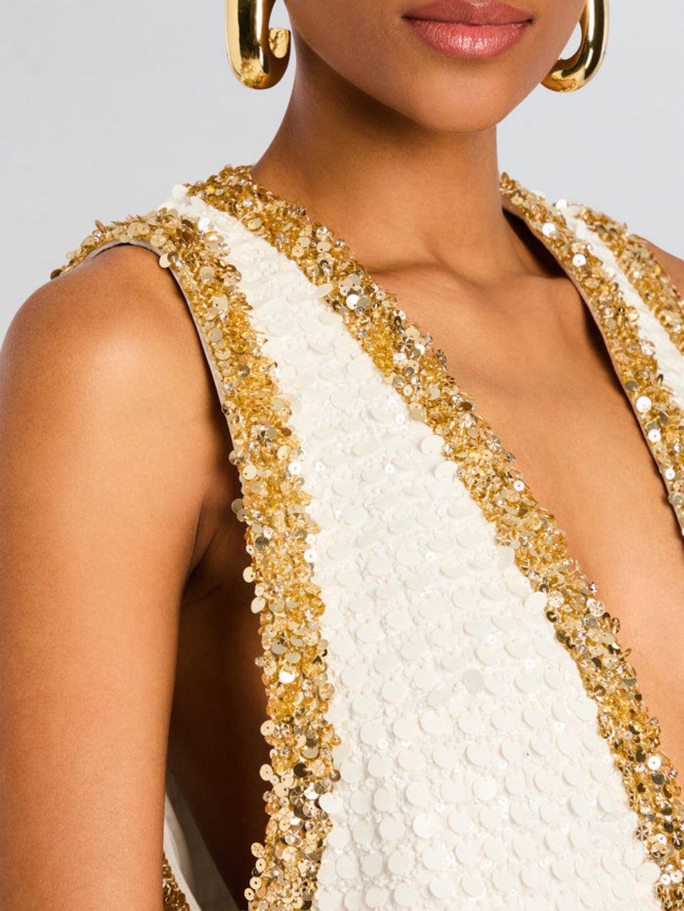 Sequin Plunge Mini Dress